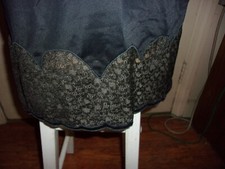 Vintage Saramae Half Slip Black Nylon Small Embroidered Designs See-Thur Lace