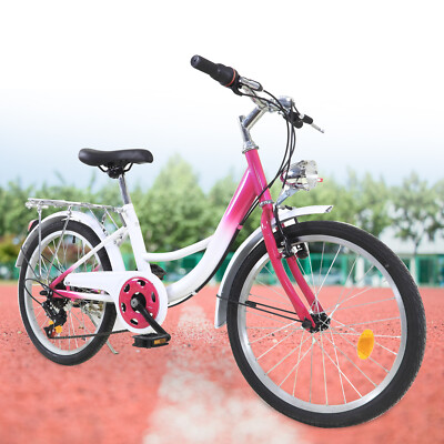 20 Zoll 6-Gang Kinder Mädchen Fahrrad Kinderrad Citybike Rosa Kinderfahrrad Neu