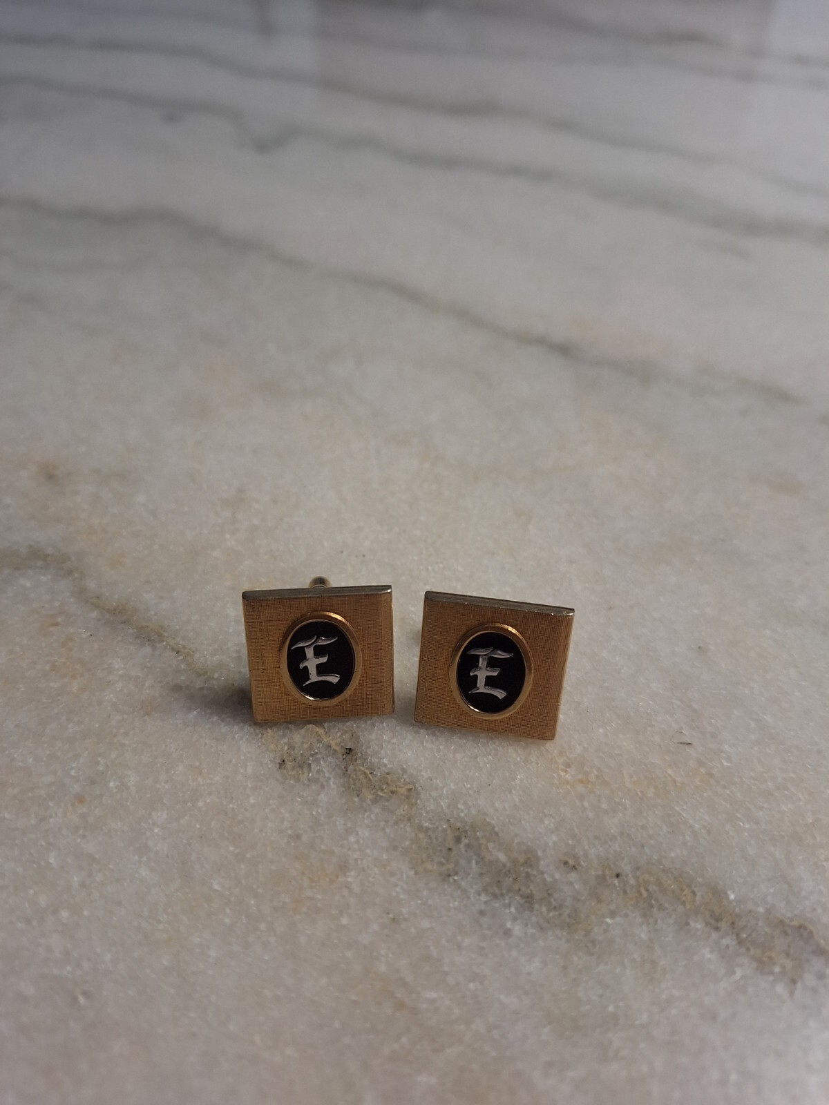 Swank Cufflinks -E Monogram Initial Letter Silver… - image 2