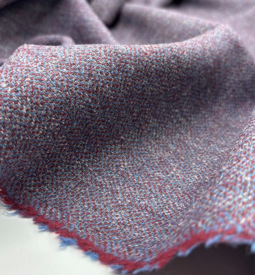 Maroon Blue Wool Fabric Tweed Fabric Fleck Design Upholstery Cushion Curtain - Image 2 of 4