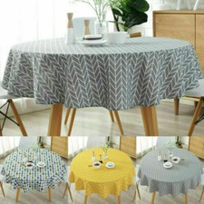 Round Table Cloth Cotton Linen Household Garden Dining Tableware Home Decor UK