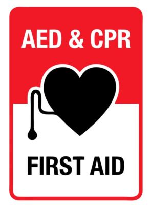 AED & CPR First Aid Safety Sign Sticker Decal Label D7385