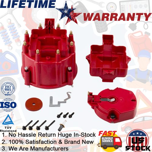 Brand New Red Male HEI Distributor Cap And Rotor Replace For SBC BBC