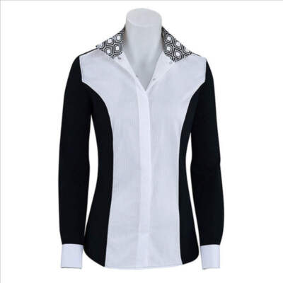 U627B RJ Classics Ladies Prestige Linden Black Show Shirt with Swirl Trim NEW