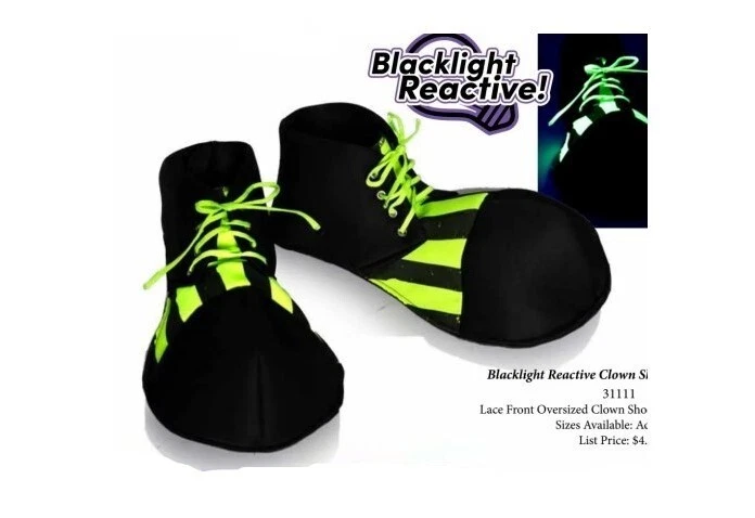 Blacklight реактивный клоун туфли черный/оранжевый или черный/желтый Хэллоуин цирка - Изображение 2 из 3