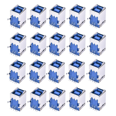 20Pcs USB 3.0 Type B Right Angle 9Pin DIP Female Socket PCB Solder Connector NEW