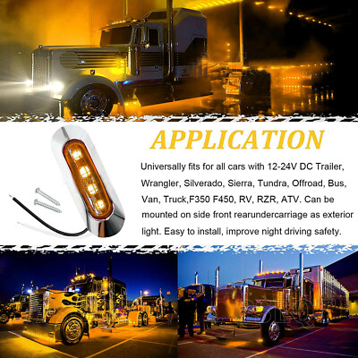 FXC 10x Amber LED Side Marker Lights – 4LED, IP68, 12-24V, For Trailer RV Truck Camper