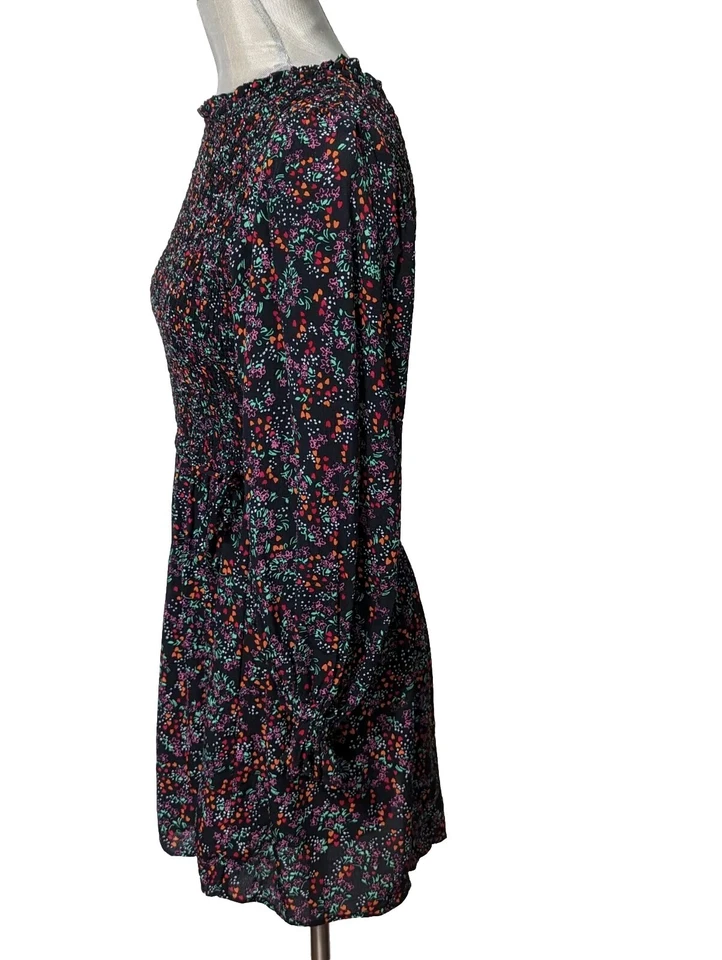 Miss Selfridge Petites Ditsy Floral Smocked Long Sleeve Dress Size 4P - Image 4 of 4