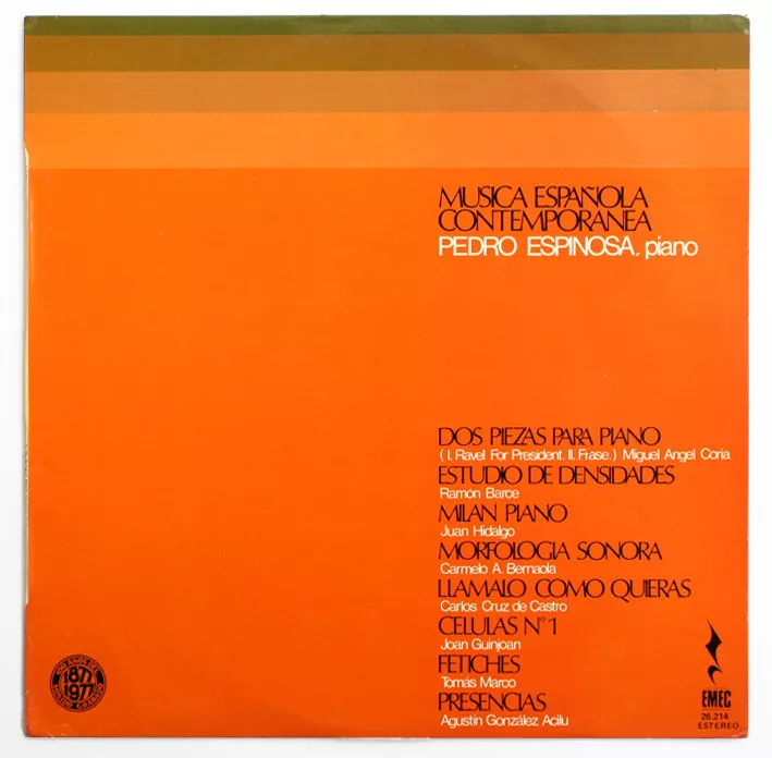 NM PEDRO ESPINOSA piano musica española contemporanea 1976 emec vinyl LP