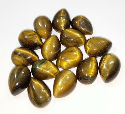 110,55 kt natürlicher gelber Tigerauge Birne Cabochon 15 Stck. kalibrierter P...