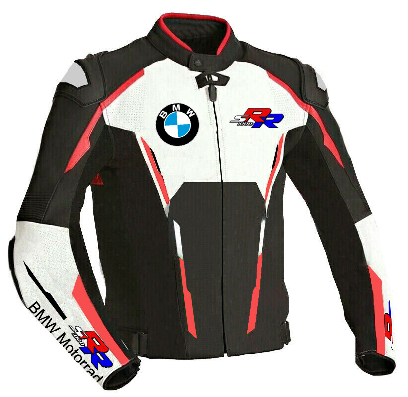 BMW Moto Motociclo CE Protetto Genuino Pelle Sport Uomini Armatura