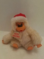 VINTAGE PLUSH DOLL FIGURE MERRY CHRISTMAS BABY GONGA THUMB SUCKER SANTA GORILLA