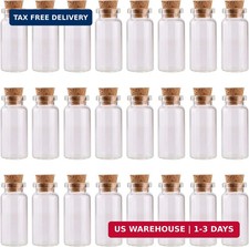 MaxMau 24PCS 10ml Glass Bottles Mini Vials with Cork Stoppers for DIY Decor