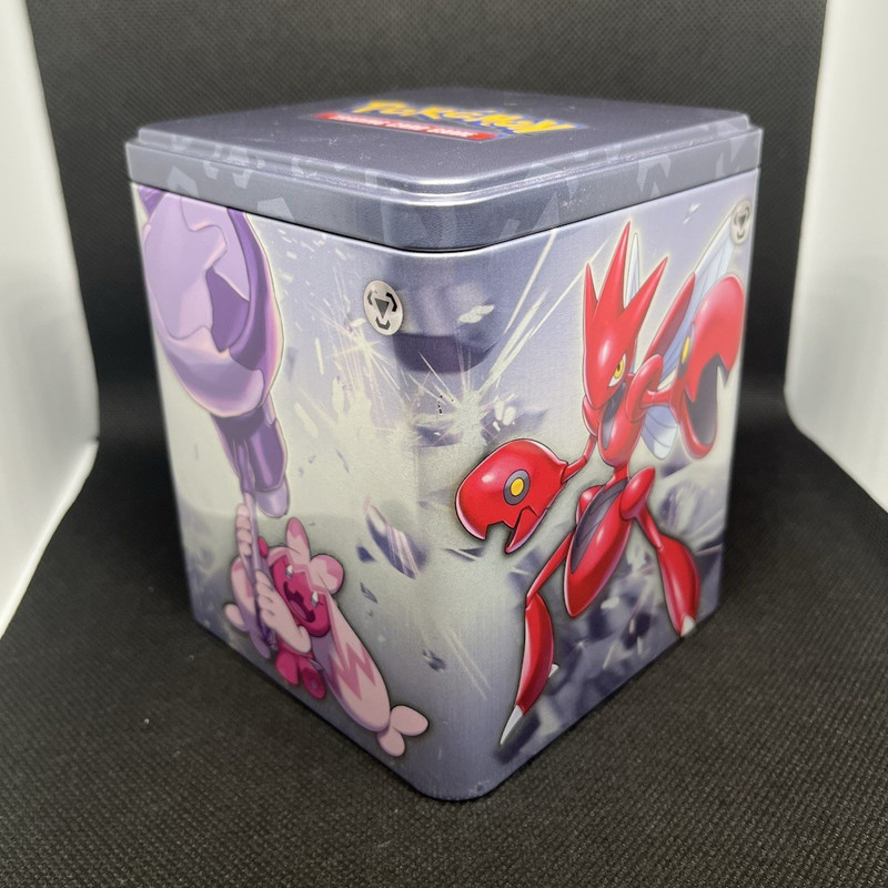 Pokémon Metal Tin, 40-Card Capacity, Scizor, Meltan, Cufant, Tinkaton. No packs.