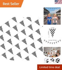 100ft Black and White Checkered Flag Banner Racing Birthday Decorations, for ...