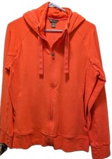 Eddie Bauer Women's Full Zip Hood Sweatshirt Orange Large 0158