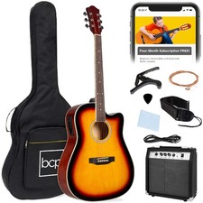 Best Choice Products Beginner Acoustic Electric Cutaway Guitar Set Gig Bag 41in