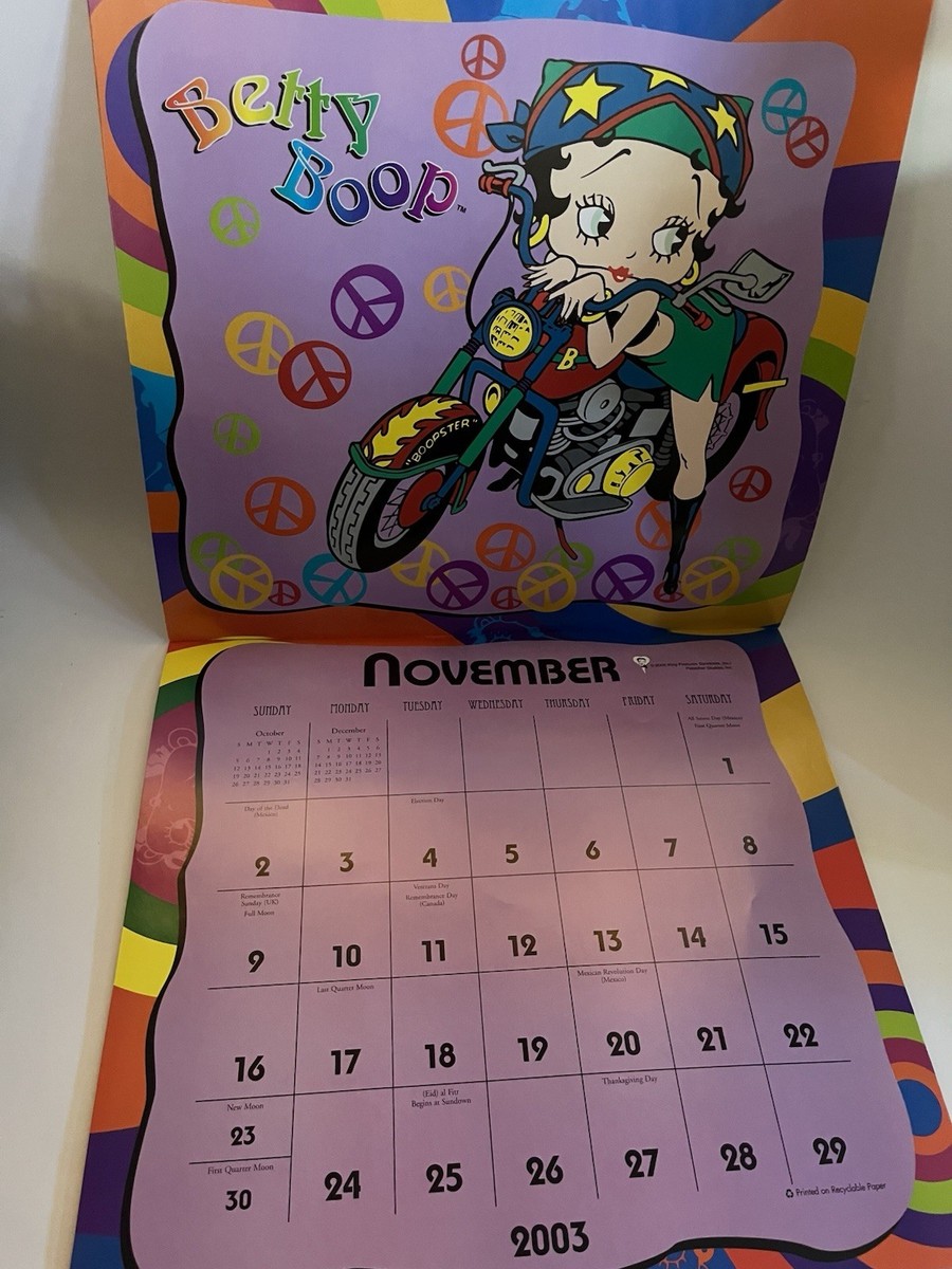 Betty Boop 2003 Calendar Boho Hippie Style Groovy Graphics Unused