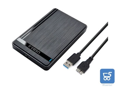 NO BRAND Box Esterno Disco Rigido HDD SSD USB 3 5Gbps SATA 2,5" Universale Autoalimentato