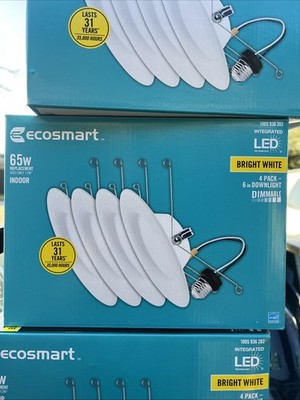 EcoSmart 5/6 in. Integrated LED Recessed Retrofit Light 4CT NEW Bright White