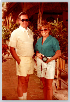Photograph Found Picture Family Memories Couple Tourists Holding Camera
