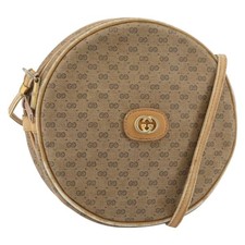 GUCCI Micro GG Supreme Shoulder Bag PVC Beige Gold Auth 156909