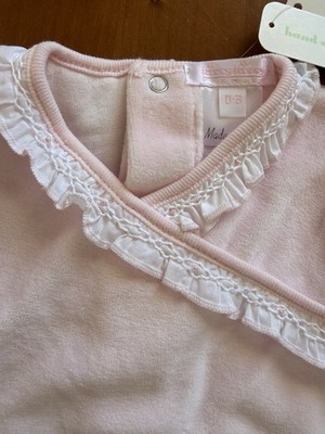 Kissy Kissy Premier NWT Pink Velour Smocked Ruffled Embroidered Coverall-0-3Mos