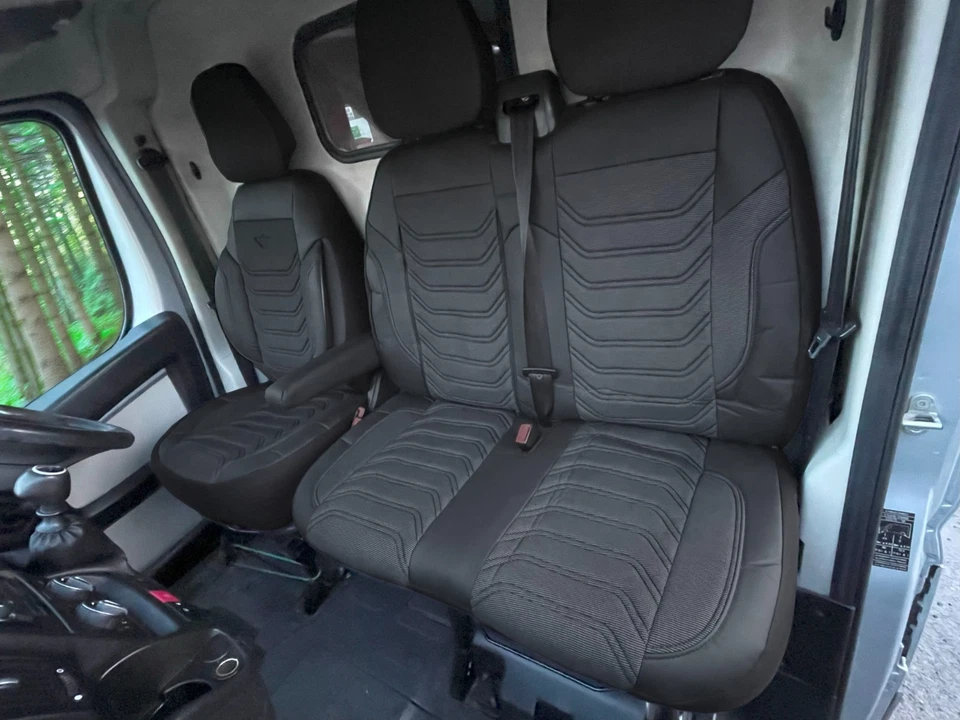 FUNDAS DE ASIENTO A MEDIDA PARA FIAT DUCATO 2015 - 2025 TELA DE LUCIO DE ALTA CALIDAD Foto 3 de 4