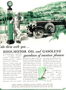 1929 Original Cities Service Oil & Gasoline Ad. Convertible w/Folding Windshield