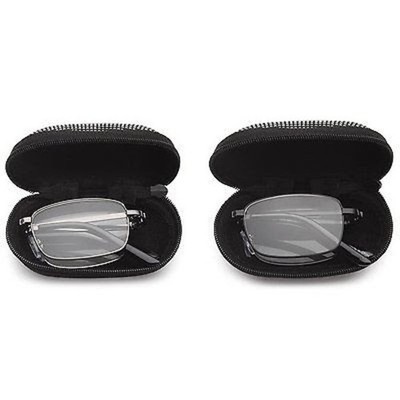 2  Folding Reading Glasses Silver Frame Men Women Convenient Easy Carry