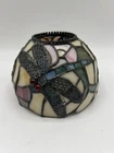 Vintage Tiffany Style Stained Glass Blue Dragonfly Lamp Shade 5.25"