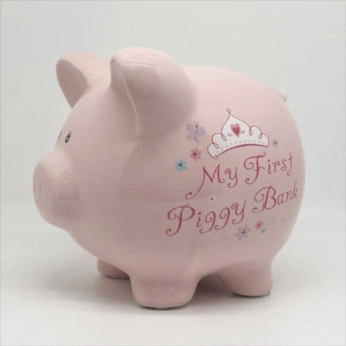 Disney My First Piggy Bank Pink Baby Girls Floral Princess Themed