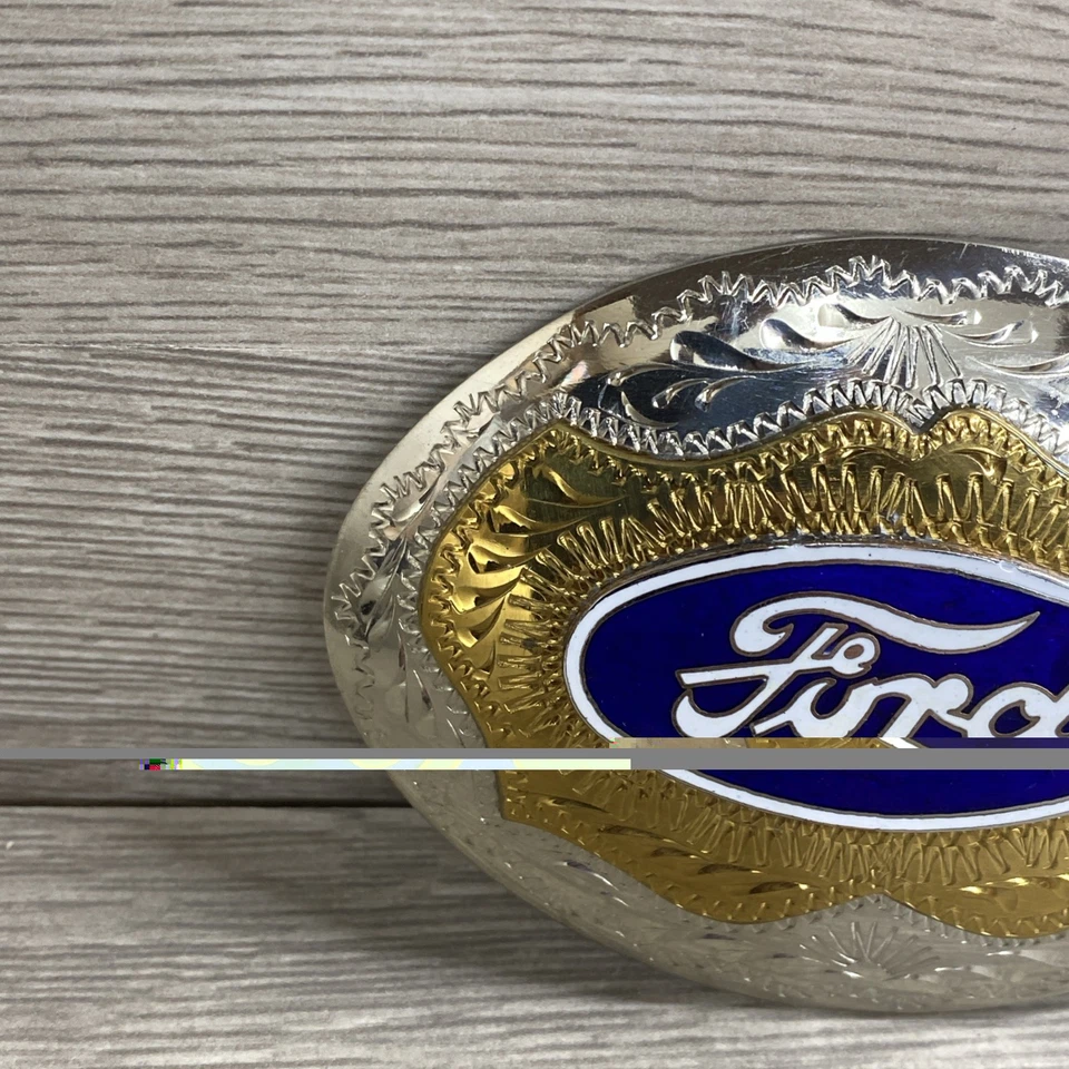 Vintage Bill Dugger Hand Made Ford Car Logo Western Belt Buckle 1991 - Image 3 of 4