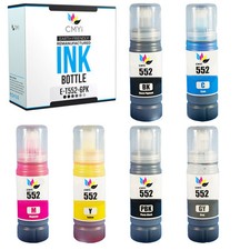 6 PK Compatible Epson 552 Ink Bottles Combo Pack for EcoTank ET-8500 and ET-8550