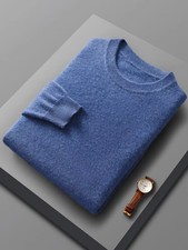 Men Autumn Winter Sweater O-neck Smart Casual Pullover 100 Merino Wool Soft ...