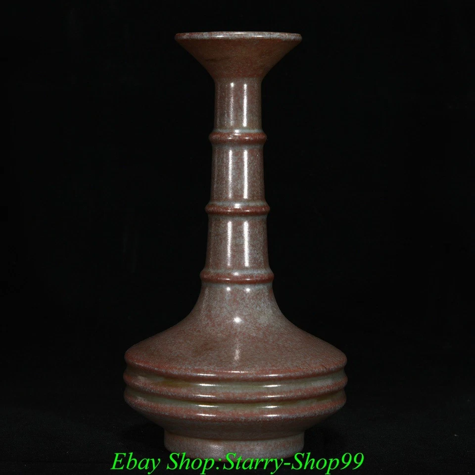 9" Collect Old Song Dynasty Ru Kiln Porcelain Fengshui Pattern Bottle Vase - Image 2 of 4