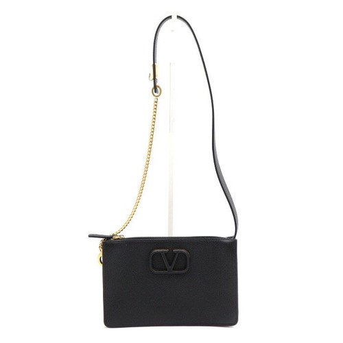 Valentino Black Grained Leather V-Sling Strap Shoulder Bag and 152888991