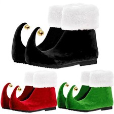 Adult Elf Shoes With Jingle Bells Red Or Green Breathable Warm Christmas