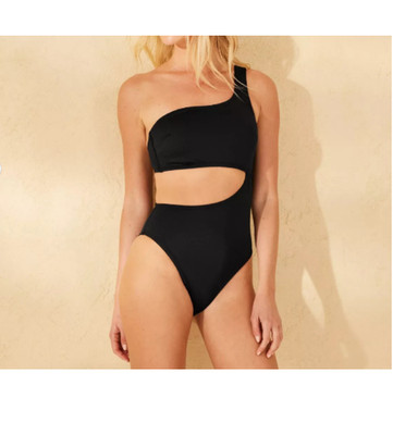 Women's High Leg Cut Out Cheeky One Piece Swimsuit - Shade & Shore Size L