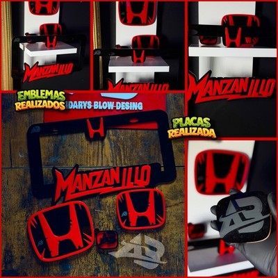 JUEGO DE EMBLEMA Y PORTA PLACA DISPONIBLE PARA HONDA ACCORD 2015-2017 | ROJO