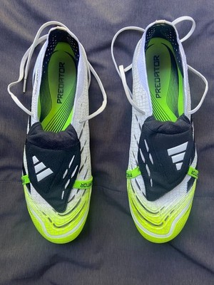 adidas PREDATOR ELITE FT AG sz10 White/Black/Lemon Cleats - Gently Used