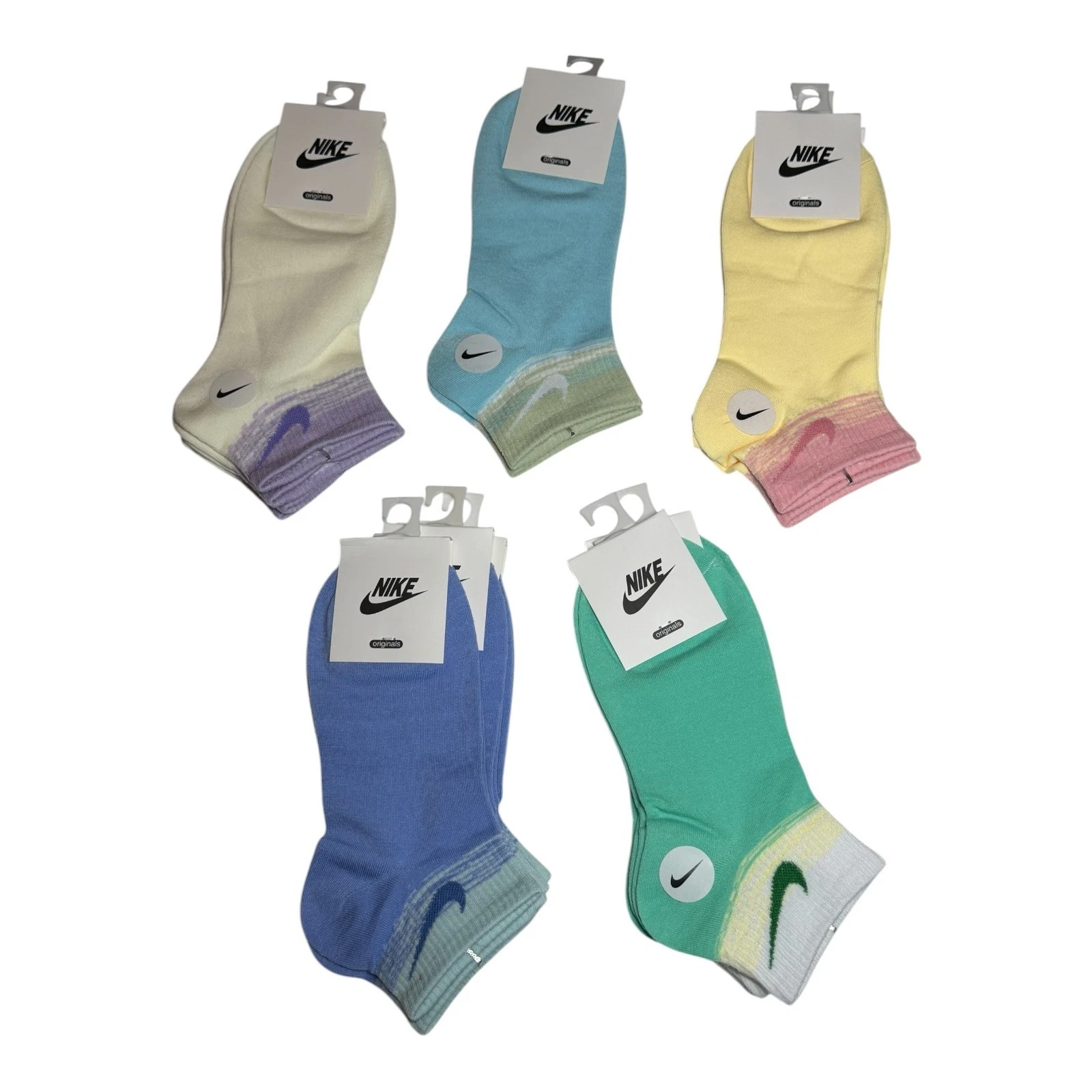 Nike Originals Ankle Socks 10 Pairs Pastel Low Cut Athletic Socks Lot