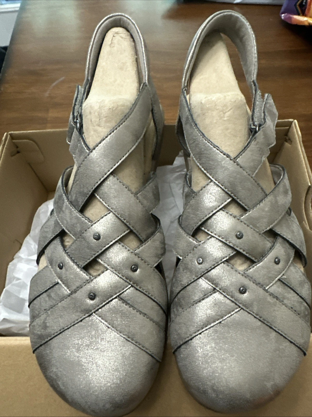 Sandali mare Clarks donna Elizabelle slingback bronzo peltro pelle metallizzato 10