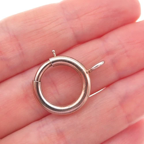 925 Sterling Silver Antique Art Deco Bracelet / Necklace Spring Ring Lock Clasp