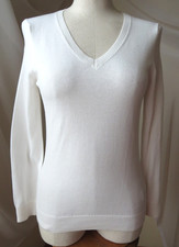 AMAZON ESSENTIALS WOMEN'S THIN SWEATER LONG SLEEVE V-NECK WHITE S TUNIC