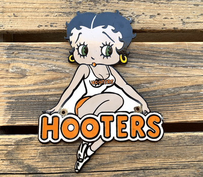 #ad #ad VINTAGE 10x7.5quot; BETTY BOOP HOOTERS RESTAURANT GAS OIL SODA POP PORCELAIN SIGN $197.00