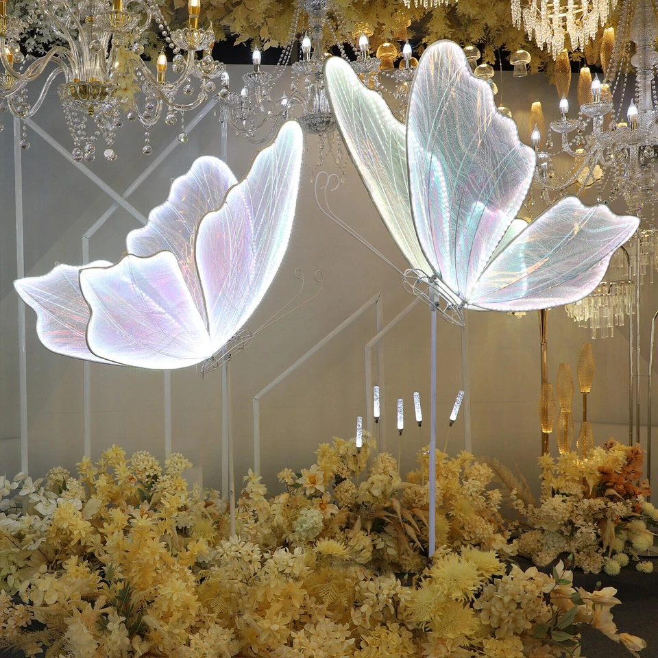 2PC 120cm Rainbow White Wedding Butterfly Floor lamp for Wedding Party Romantic - Image 2 of 4