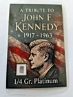 0.017 GRAMS PURE PLATINUM BAR IN PRESEDENT J.F.KENNEDY presentation cards