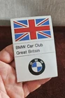 VINTAGE ENAMEL AUTOMOBILE RADIATOR CAR BADGE # BMW CLUB GREAT BRITAIN ENGLAND