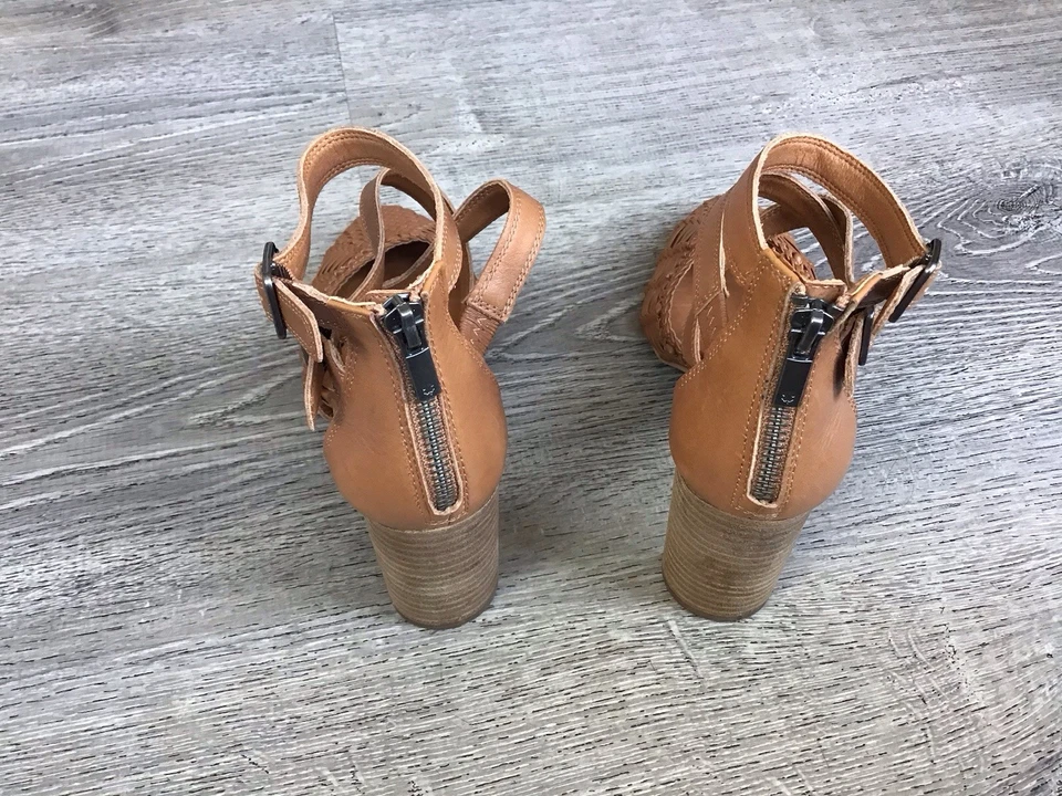 Lucky Brand Womens Mollwin Heeled Pump Size 7 M Brown Leather Wedge Ankle Heels - Image 3 of 4